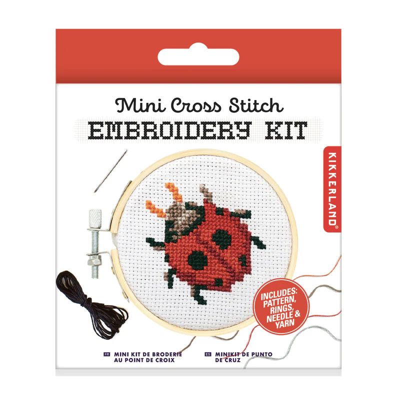 Mini Cross Stitch Embroidery Kit Ladybug by Kikkerland