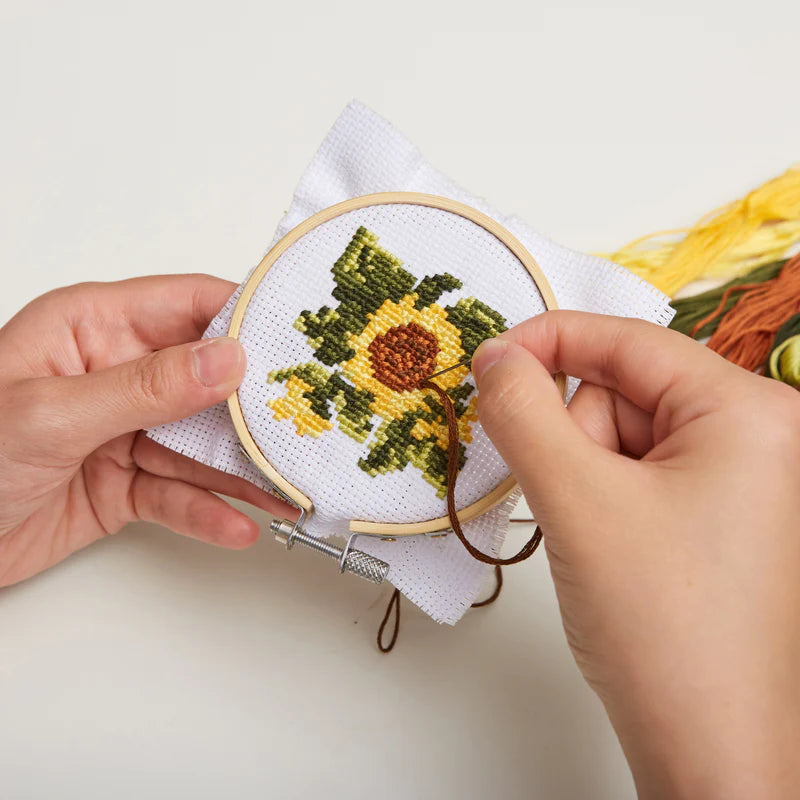 Mini Cross Stitch Embroidery Kit Sunflower by Kikkerland