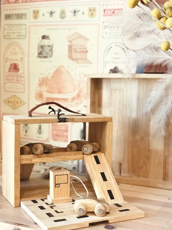 Portable Wooden Car Set