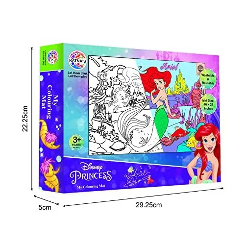 Ratna's Disney My Colouring Mat Princess Ariel For Kids Washable And Reusable Coloring Kit