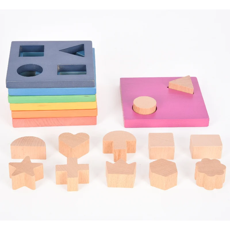 TickiT Rainbow Wooden Shape Stacker