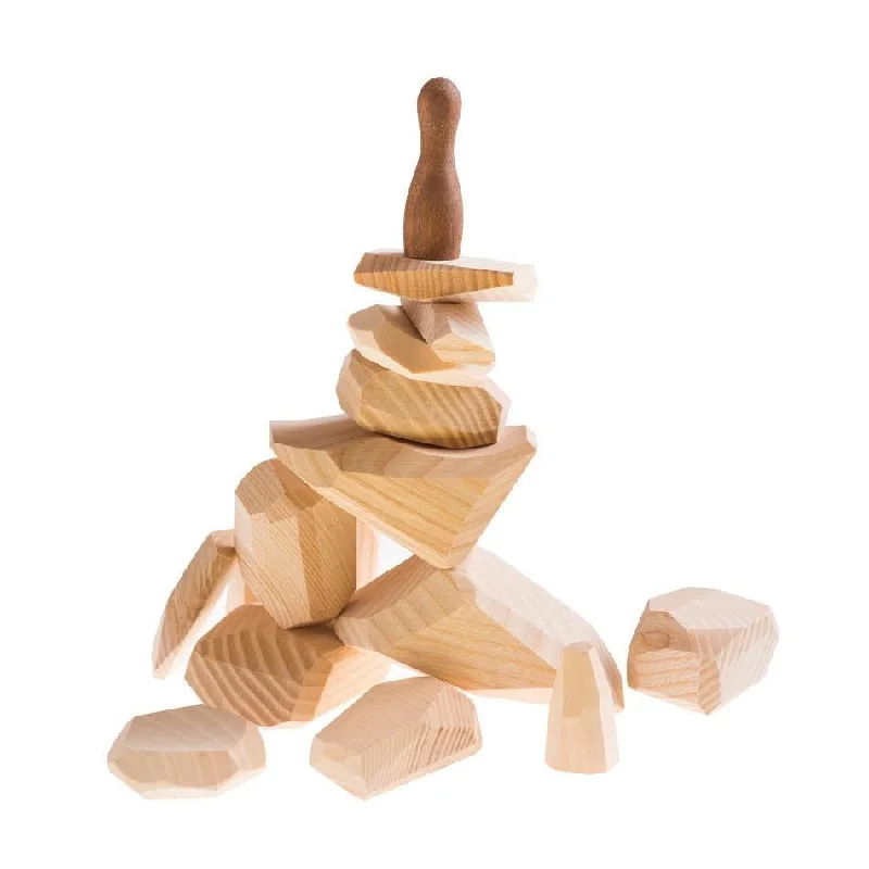 Wooden Stackable Balancing Rocks - Light