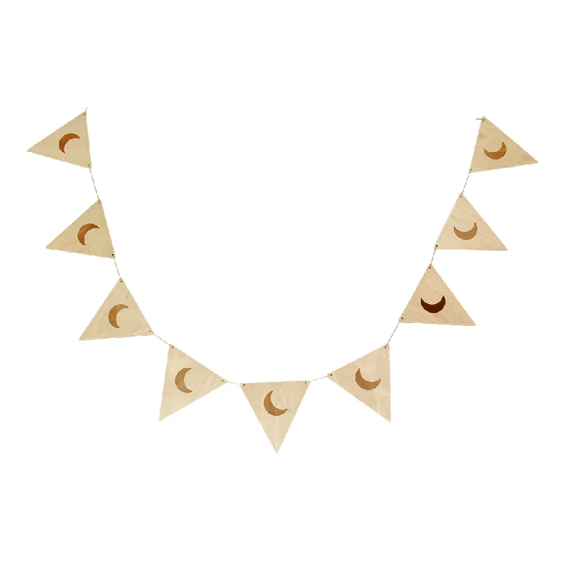 Wooden Bunting Flags - Crescent Moon