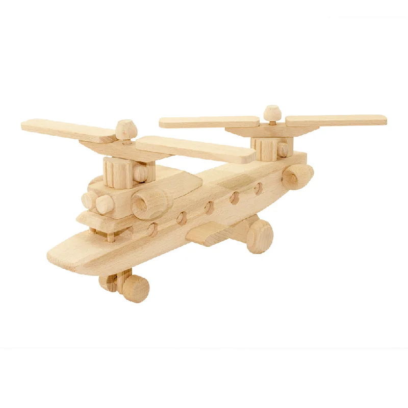 Wooden Helicopter Twin Rotors - Hunter