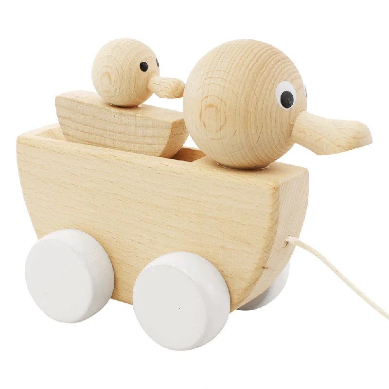 Wooden Pull Along Duck With Duckling - Gretel