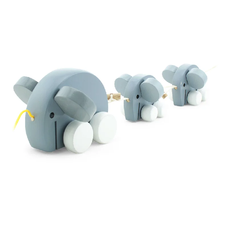 Wooden Pull Along Elephant Family