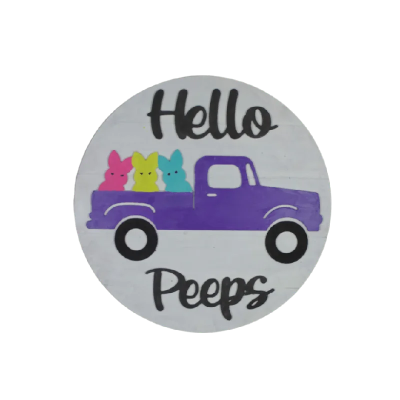 DIY Hello Peeps Shiplap Round Sign Craft Kit