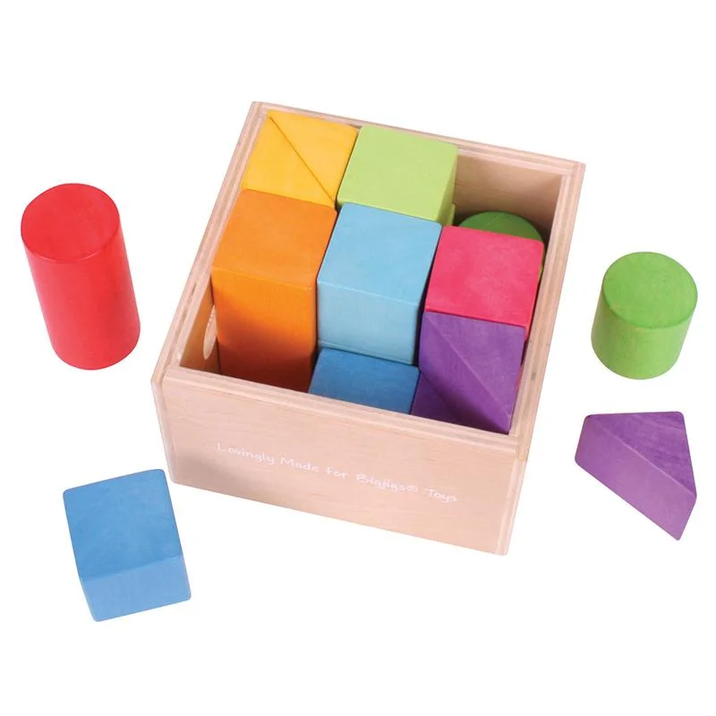 Building Blocks in Wooden Box