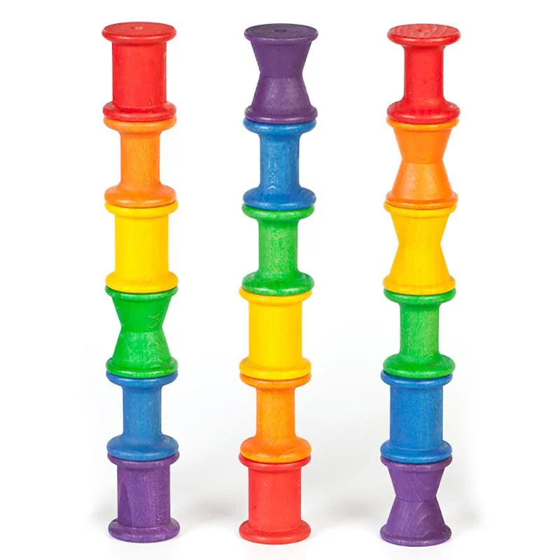 18 Wooden Spools Rainbow Set