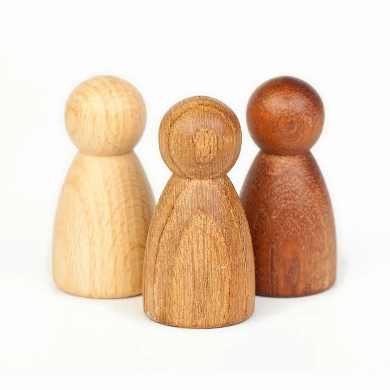 3 Natural Nins Wooden Peg People