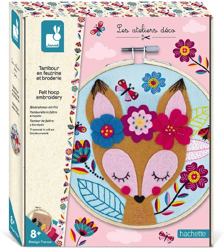 Janod Fawn Embroidery Kit with Drum and Felt Decoration Workshops - Multicolour