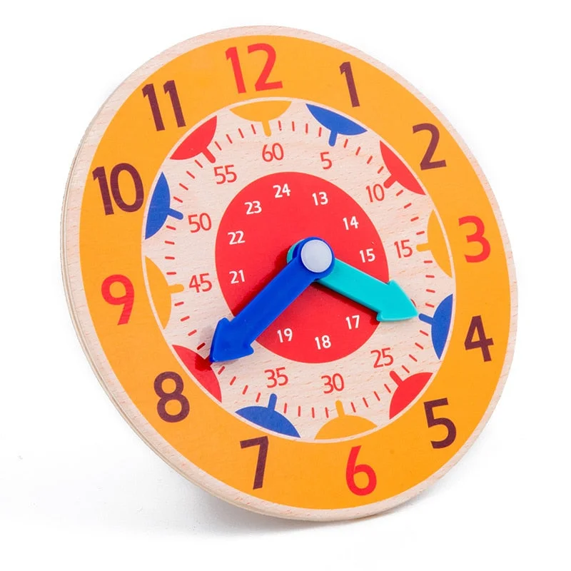 Montessori Educational Wooden Clock Toys Hour Minute Second Cognition Colorful Clocks Early Learning Kids Toys for Children Gift