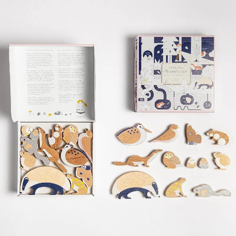 Nocturnal Wooden Animals Set