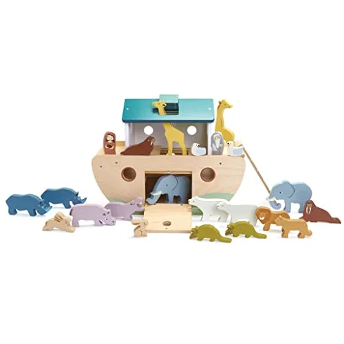 Tender Leaf Toys Noah‚Äö√Ñ√¥s Wooden Ark ‚Äö√Ñ√¨ Animal Shape Sorter ‚Äö√Ñ√¨ Christian Religion and Bible Story Based Educational Fun - Social, Creative, and Imaginative Play ‚Äö√Ñ√¨ Ages 3+