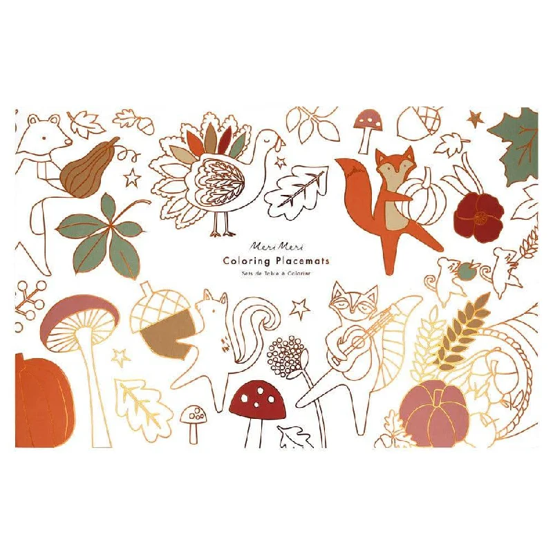 Meri Meri Thanksgiving Harvest Coloring Placemats 8pk M1058