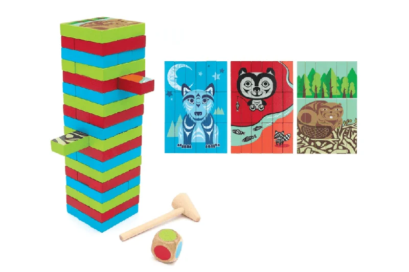 Multi-Game Wooden Blocks Set - Indigenous Animals by Simone Diamond