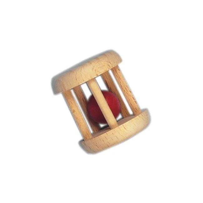 Small Wooden Rattle with Caged Ball