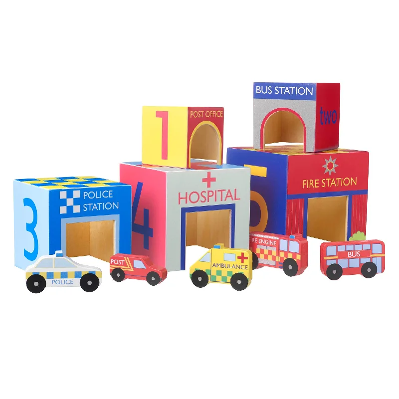 Emergency Services Wooden Stacking Cubes