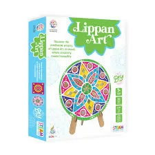 Eco-conscious handmade toys for sustainable parenting-Lippan Art Mandala DIY Craft Kit for Kids & Adults with 6 Wooden Pieces, 80 Mirror Embellishments, Watercolors, Frames, Glue & Brush