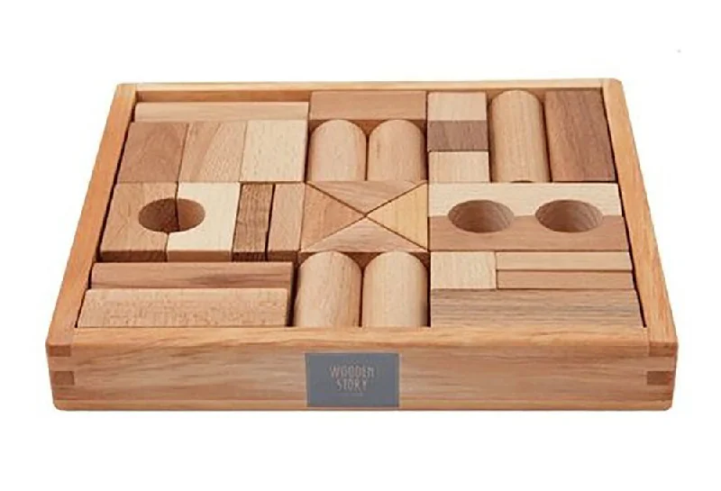 Natural Colored Blocks In Tray - 30 pcs