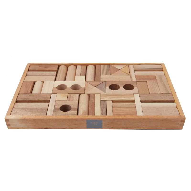 Natural Colored Blocks In Tray - 54 pcs