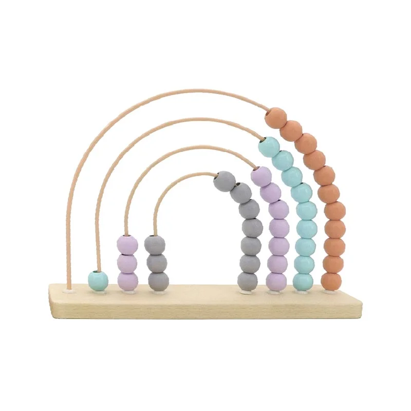 Wooden Rainbow Bead Abacus - Pink