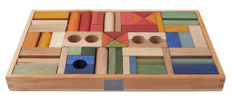 Rainbow Colored Blocks In Tray - 54 pcs