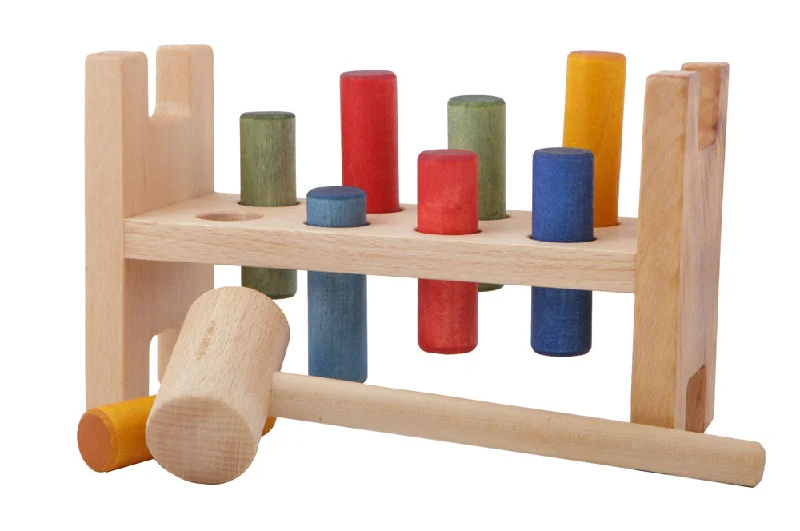 Rainbow Colored Pound-A-Peg Wooden Toy