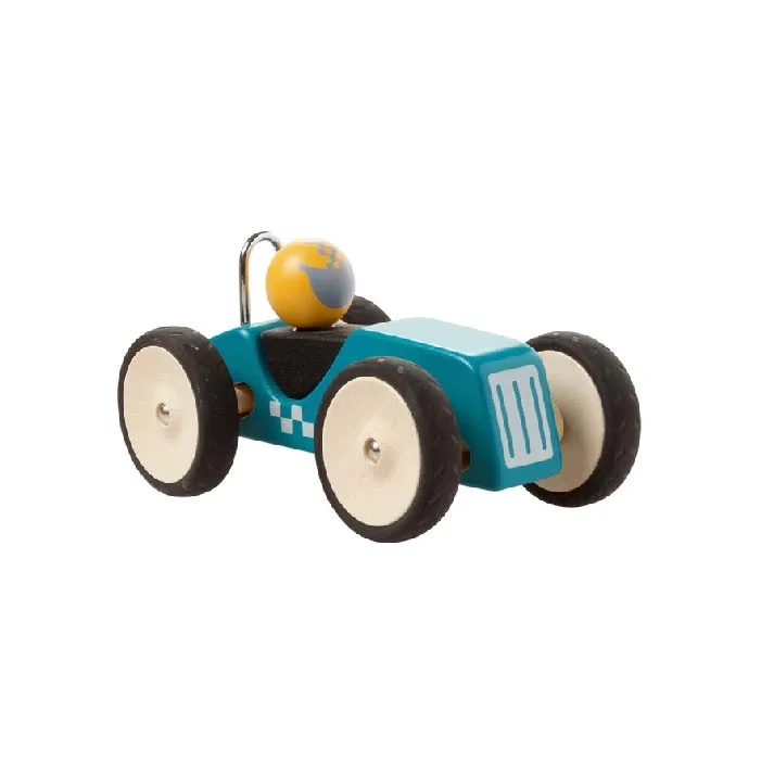 Wooden Retro Racing Car - Blue