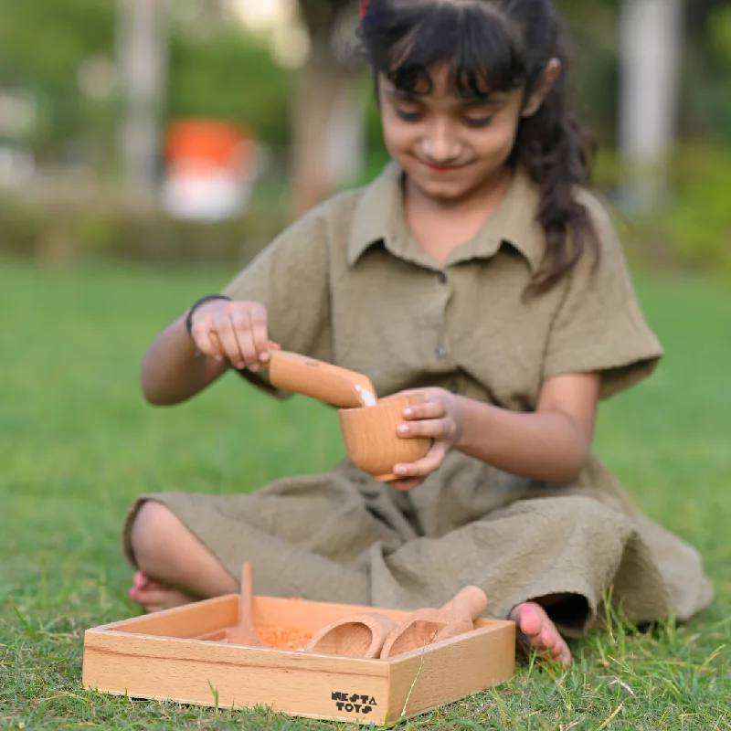 Sensory Wooden Toy Set with Montessori Tray (Beech Wood)