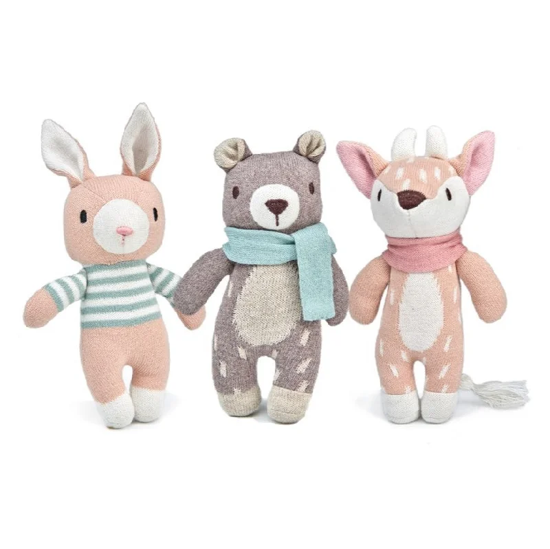 Knitted Animal Set + Gift Box (Bear, Deer, Hare)