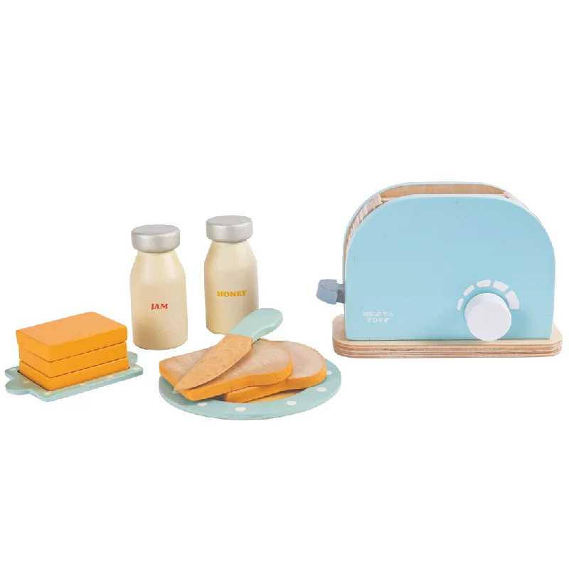 Wooden Bread Pop-up Toaster Blue Color