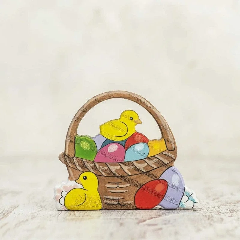 Wooden Easter Basket with Eggs Toy