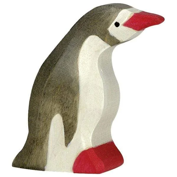 Wooden Small Penguin Head Forward