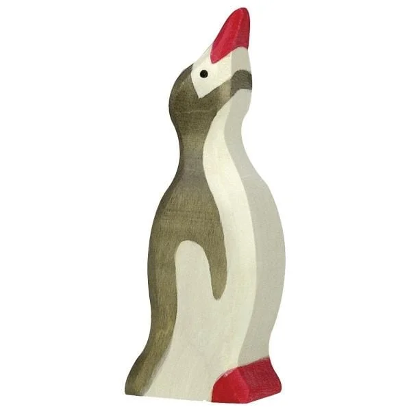 Wooden Small Penguin Head Raised