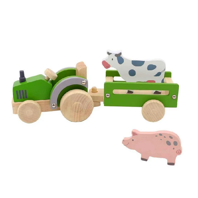 Wooden Tractor Trailer With Animals