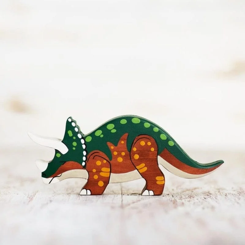 Wooden Triceratops Toy