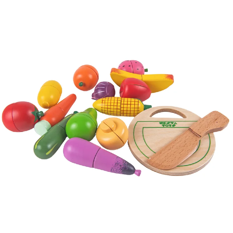 Wooden Vegetable and Fruit Toy Set (15 Pcs)