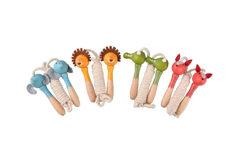 Price For 4 Wooden Skipping Rope Jungle Animal